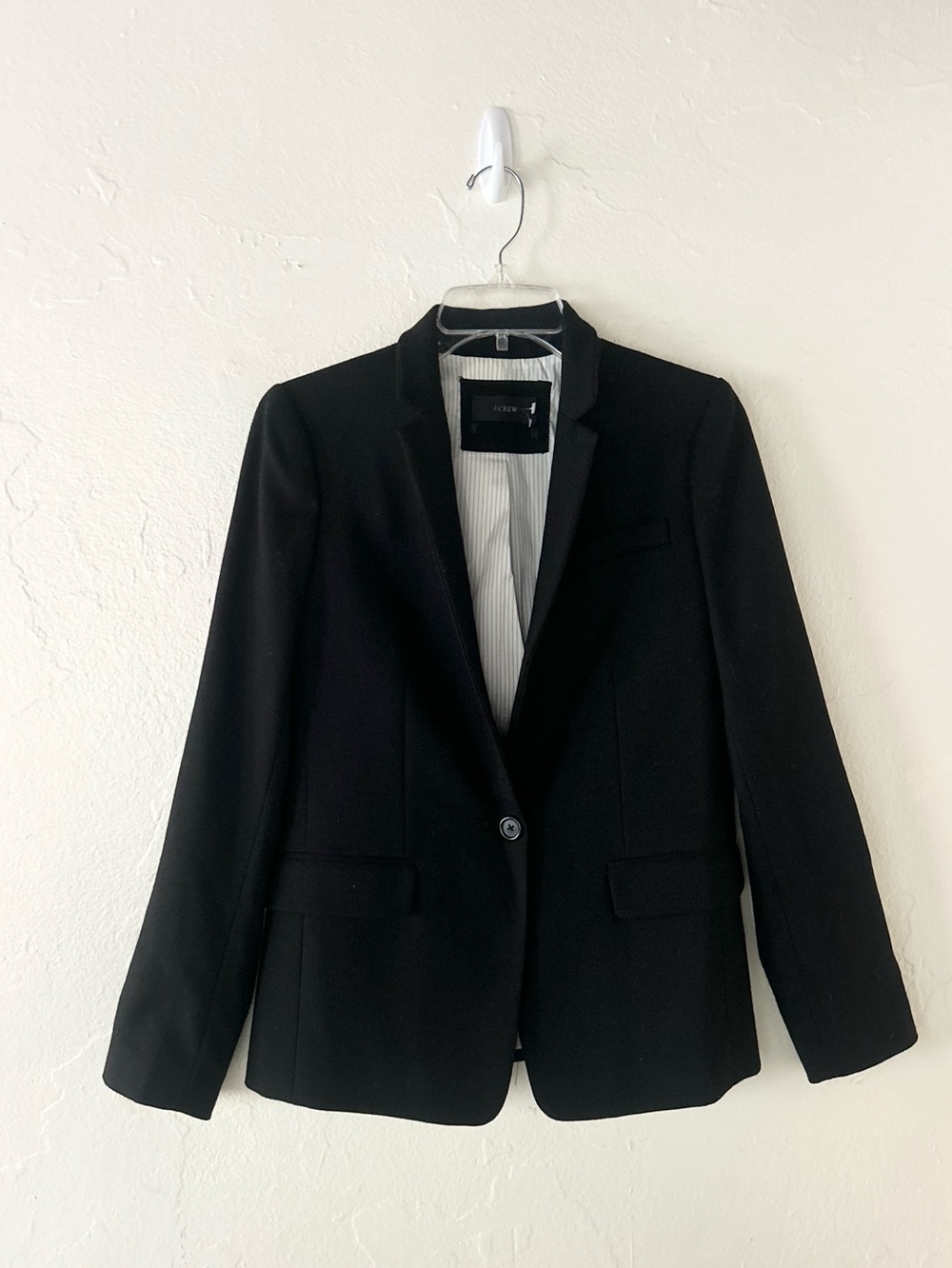 J. Crew Black One Button Blazer Striped Lining Small